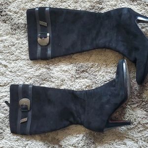 Cole Haan Nicole Nike Air Black Suede Knee High Boots